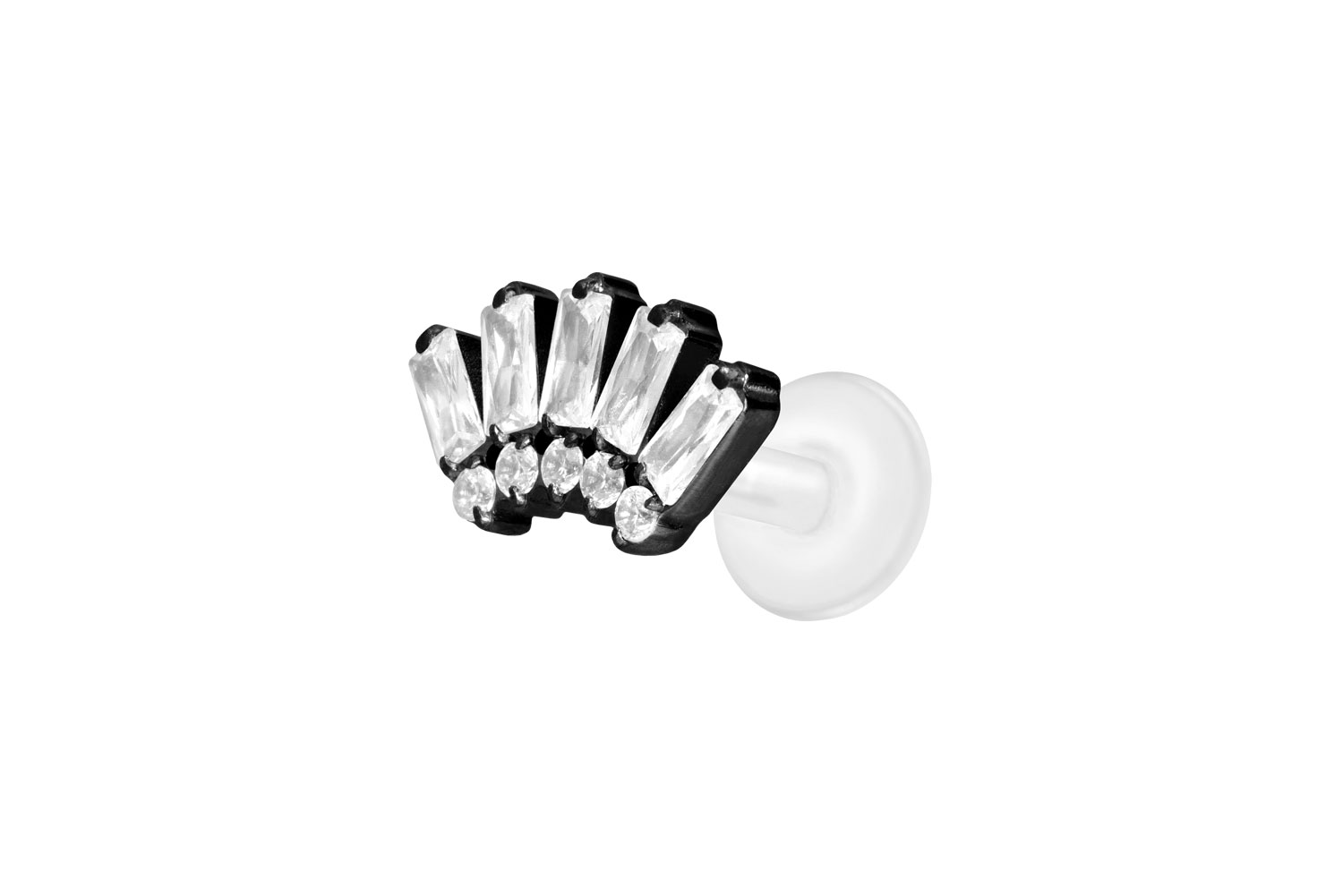 PTFE Labret Piercing mit Innengewinde + Titan-Aufsatz 10 EINGEFASSTE KRISTALLE